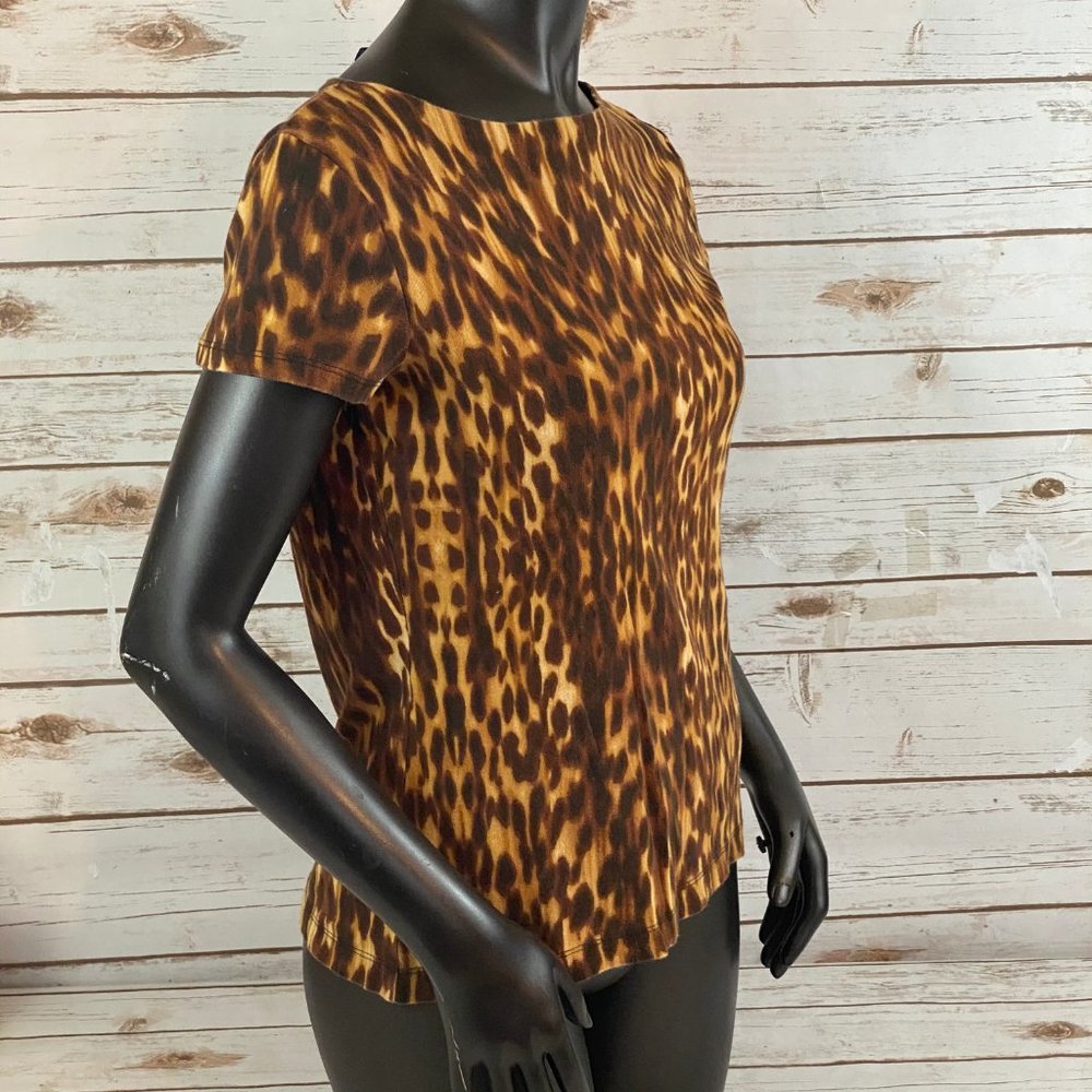 Jones New York Animal Print Blouse Short Sleeve Dressy Super Soft Women's Size M - Picture 4 of 7